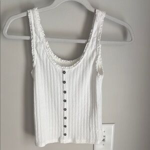 American Eagle Outfitters Cream Ribbed Sleeveless Tank Top